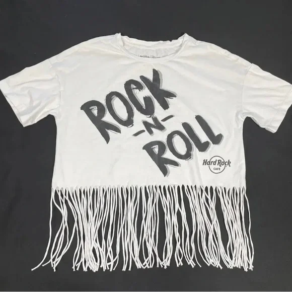 Hard Rock Cafe Women Print Short Sleeve Top Size L - Picture 1 of 7